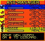 Animorphs Game Boy Color Ani-Manager