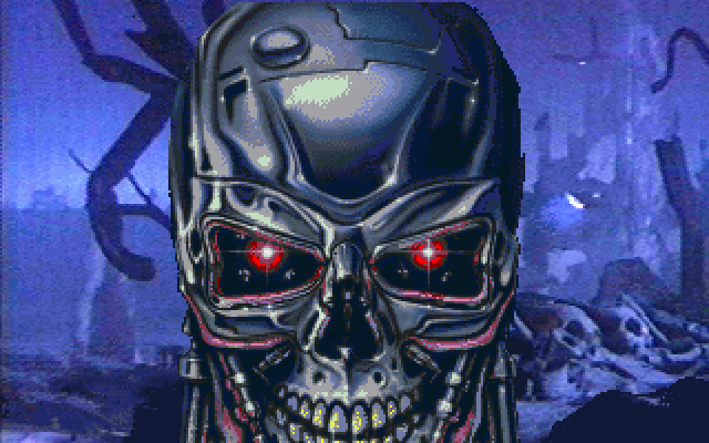 Terminator chrome metal skull face art